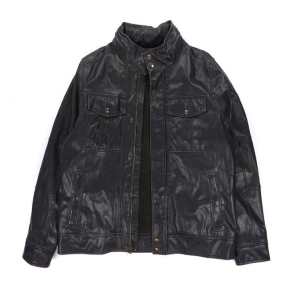 LEVIS Vegan Leather Sherpa Commuter Jacket Moto Biker 90s Y2k Boho Indie Grunge